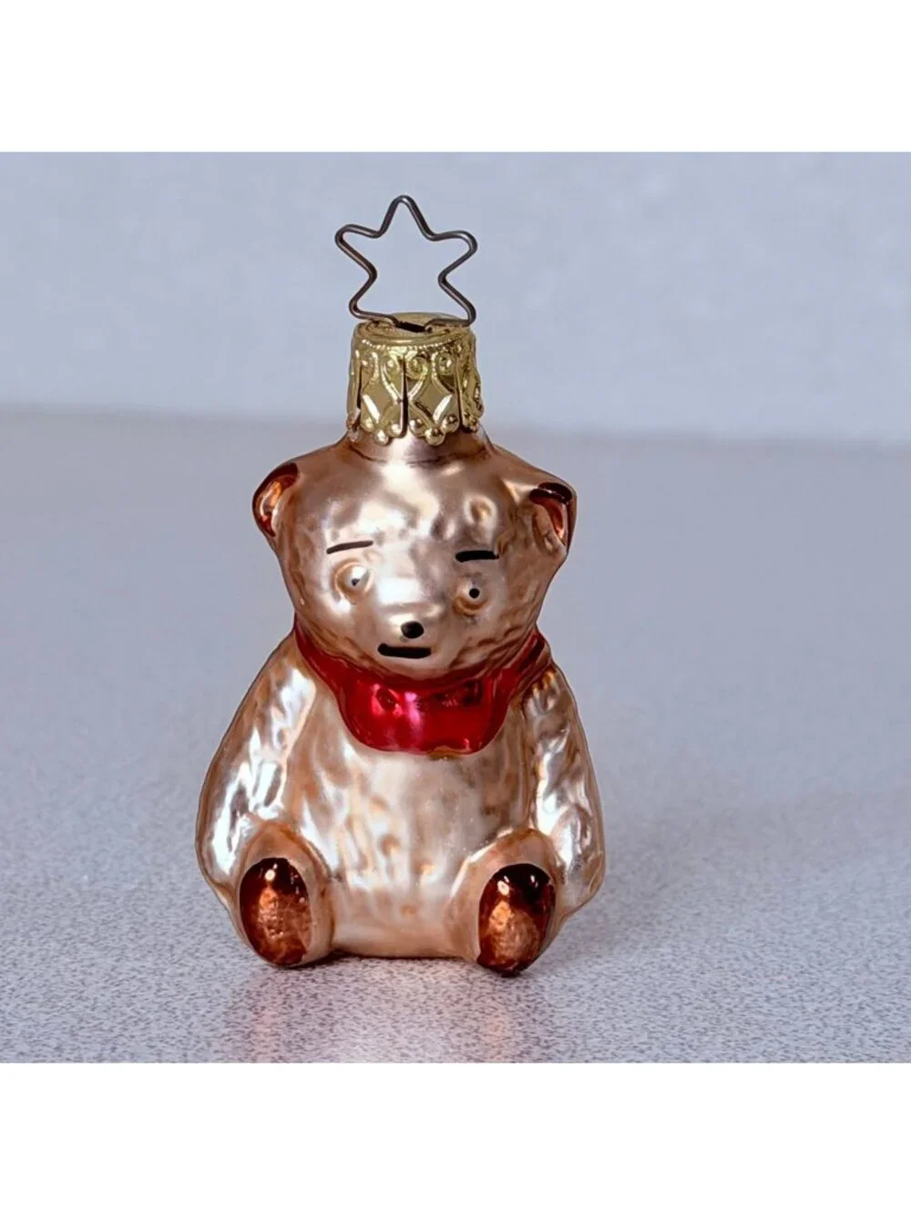 Teddy Bear Blown Glass Ornament Christmas Holiday Small Hand-Painted Vtg Germany